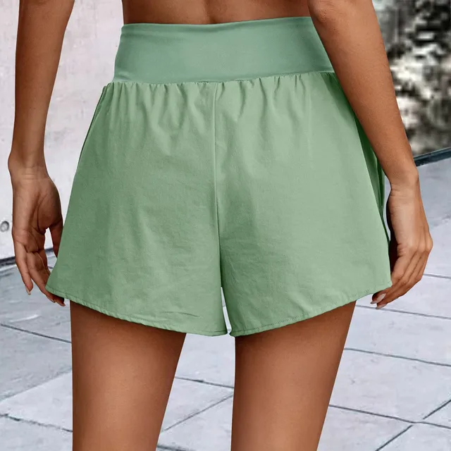  - Summer Casual Shorts Women High Waist Home Beach Pants Leisure Female Yoga Sports Shorts Pockets Athletic Pants For Workout Gym