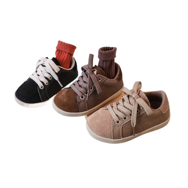 

Children's Genuine Leather Anti Slip Board Shoes Autumn New Boys' Girl' Sports Shoes Fashion Retro Girls' Casual Shoes