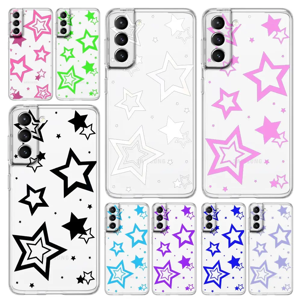 Soft Silicone Clear Phone Case with Stylish Stars Pattern