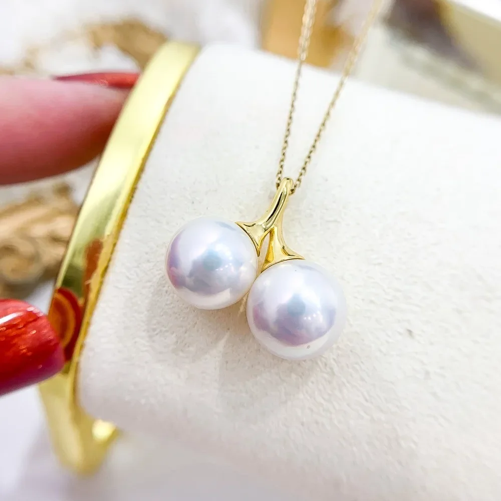 DIY 진주 액세서리 S 펜던트, 빈 지지대 골드 실버 더블 비드 목걸이 세트, 9-12mm 비즈 D236 에 적합