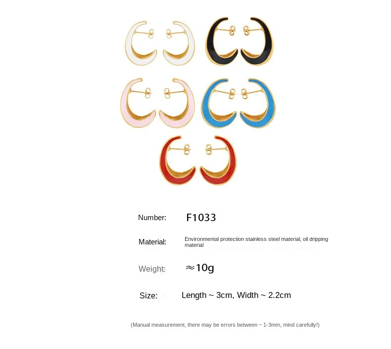 Bunte Emaille U-förmige Ohrringe für Damen 316 Edelstahl Vergoldete Ohrstecker Böhmischer Sommer-Schmuck Accessoires – Detail 9