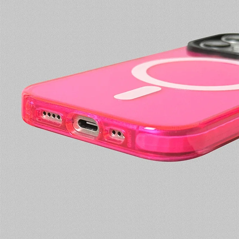 Vibrant Neon Transparent MagSafe Compatible Phone Case with Soft Silicone Bumper