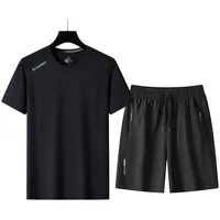 2024 Summer Black White Tracksuits For Men's Set Sleeves T-Shirt + Shorts Sportswear Brand Sporting Suit Oversize 5XL 2