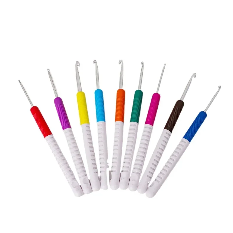 ABS Double Color Plastic Handle Crochet A Set of 9 Specifications Sweater Knitting Tools New Double Color DIY Set Crochet