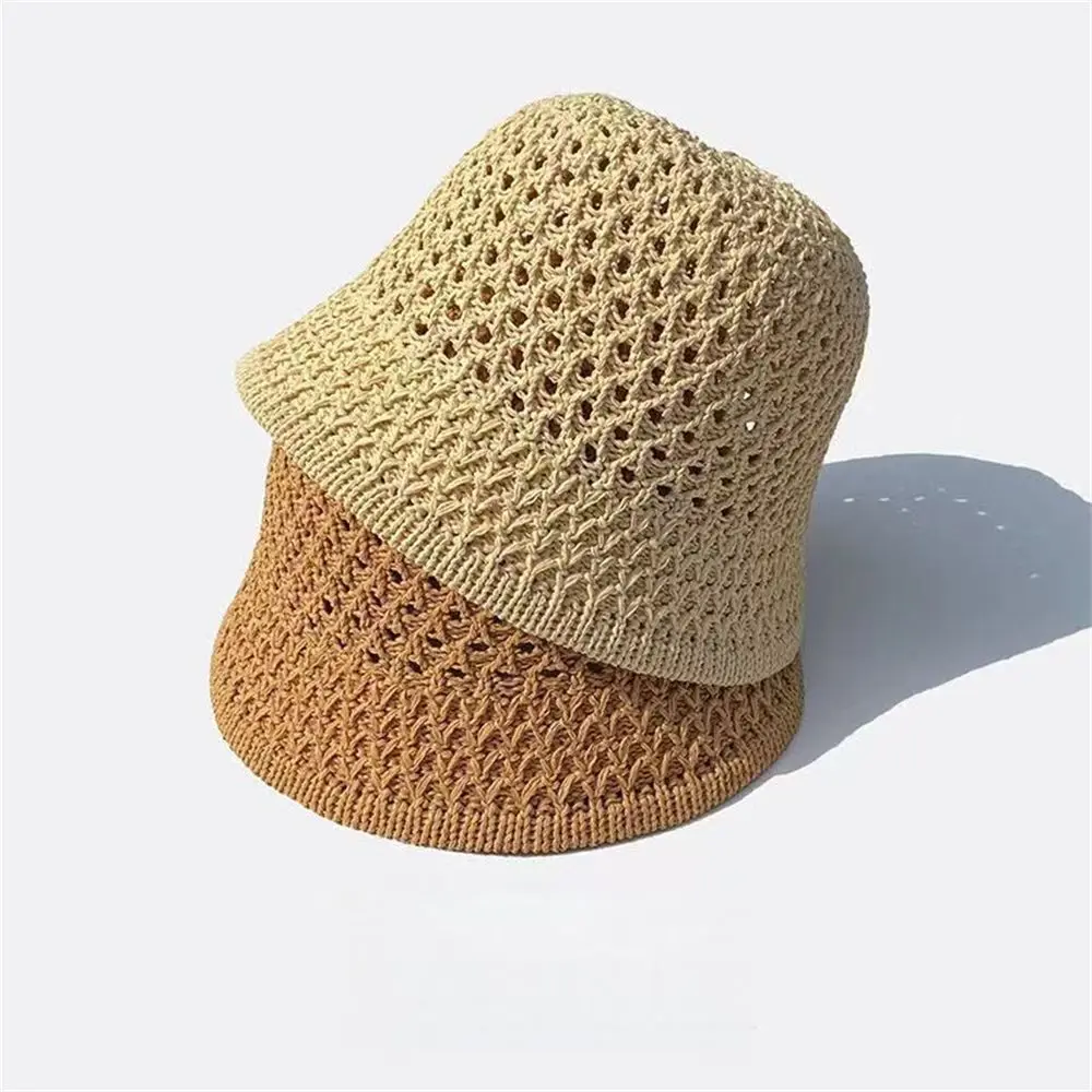Vânzare fierbinte găleată primăvară vară gol tricotat pălărie culoare solidă pălărie de soare pescar capace casual pliabile plajă cap_voghion.com