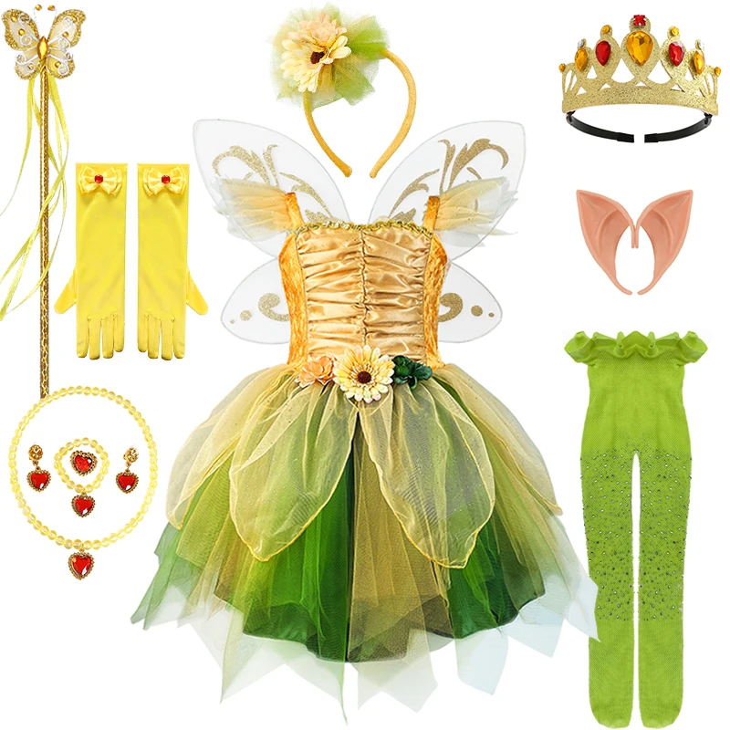 

Fancy Fairy Princess Dress for Girls Kids Halloween Cosplay Tinker Bell Masquerade Birthday Party Carnival Children's Clothing