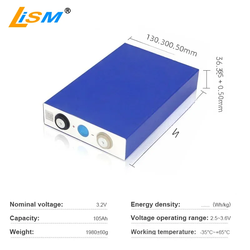 3.2V 105Ah LiFePO4 Rechargeable Battery Grade A Cells DIY 12v 24v E-car RV Inverter Solar panel lithium iron phosphate battery