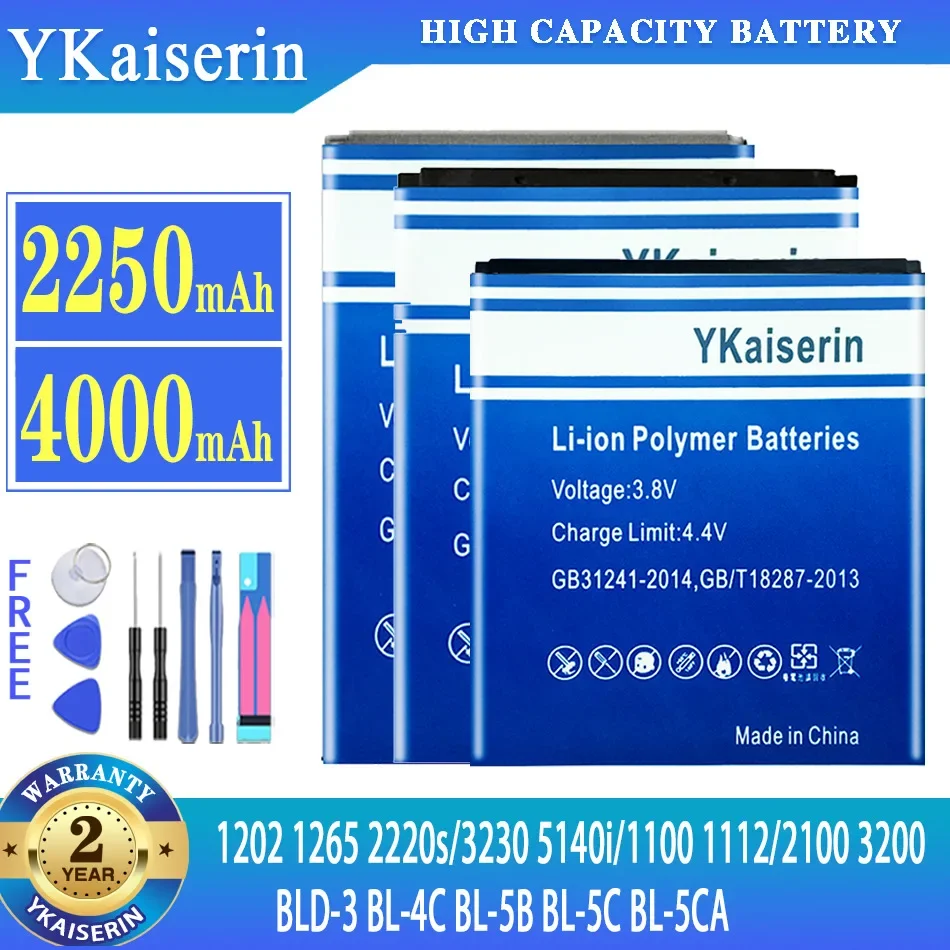 Bl-4C Grado A Batteria Bld-3 Bl-4C Bl-5B Bl-5C Bl-5Ca Per Nokia 1202 1265 1325 1661 1706 2220S 323 5140I 5200 1100 1100 1101