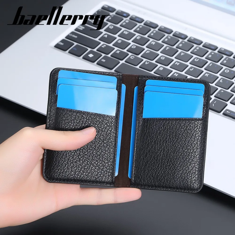 Baellerry Men's Slim Business Wallet RFID Blocking Compact Front Pocket 6+ Card Slots PU Leather