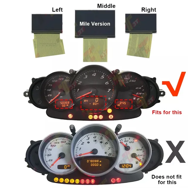 شاشة LCD للوحة القيادة لإصدار Porsche 911 996 و986 Boxster Tachometer Mile 3