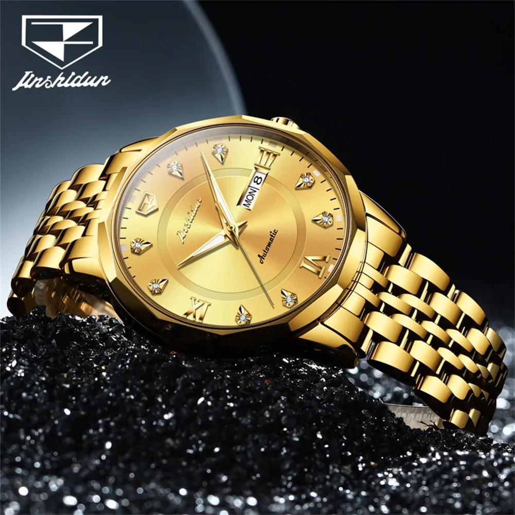 jsdun 8948 business automatic men's watches luxury roman scale diamond 50m waterproof luminous stainless steel mechanical watch JSDUN 8948 Business Automatic Men's Watches Luxury Roman Scale Diamond 50M Waterproof Luminous Stainless Steel Mechanical Watch 2