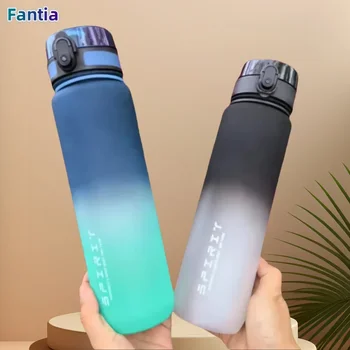500ML/1000ML Large Capacity Sports Water Bottle Motivational Leak Proof Portable Reusable Plastic Cups Outdoor Travel Gym Jugs 1