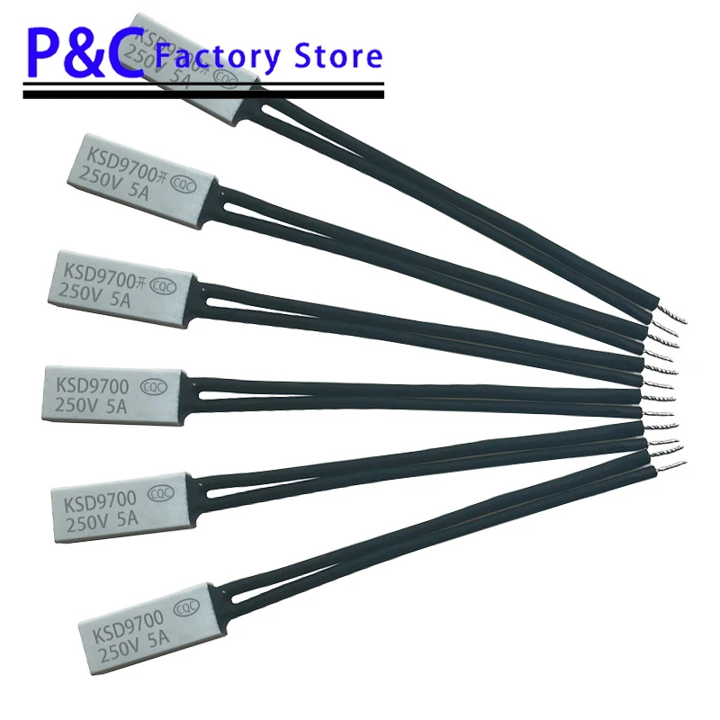 Temperature Switch Thermal Fuse 1PCS KSD9700 0C-250C 5A 10A 250V Metal Plastic Normal Close Normally Open Closed Thermostat Thermal Protector 45 50 85 90 95 150