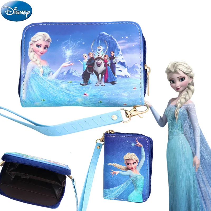 Kawaii Disney Frozen Elsa Girls Wallet Cartoon Disney Princess Anna Anime Woman Wallet Storage Bag Kids Toy Christmars Gifts