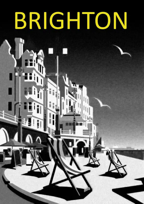 

Brighton Seaside Vintage Print Art Canvas Poster For Living Room Decor Home Wall Picture