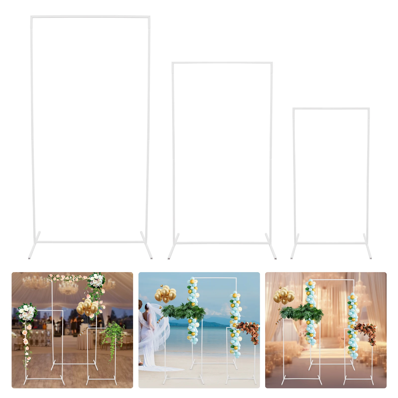 3Pcs Rectangular Balloon Arch Metal Backdrop Stands Flower Stands for Wedding Background Party Decor wedding arch stand party arch set wedding arch set balloon arch kit wedding flower stand