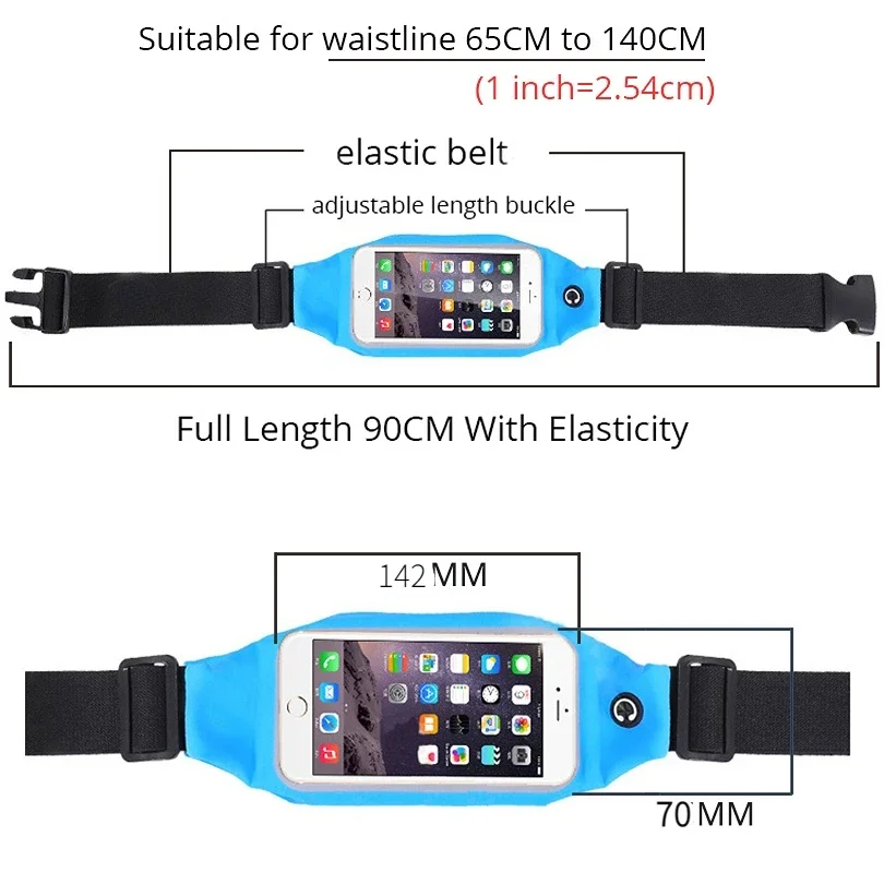Cell Phone Belt Running Bag Waist Smartphone Case Waterproof Cover Transparent Pouch Exercise Gym Fanny Pack For Phone Sport 4