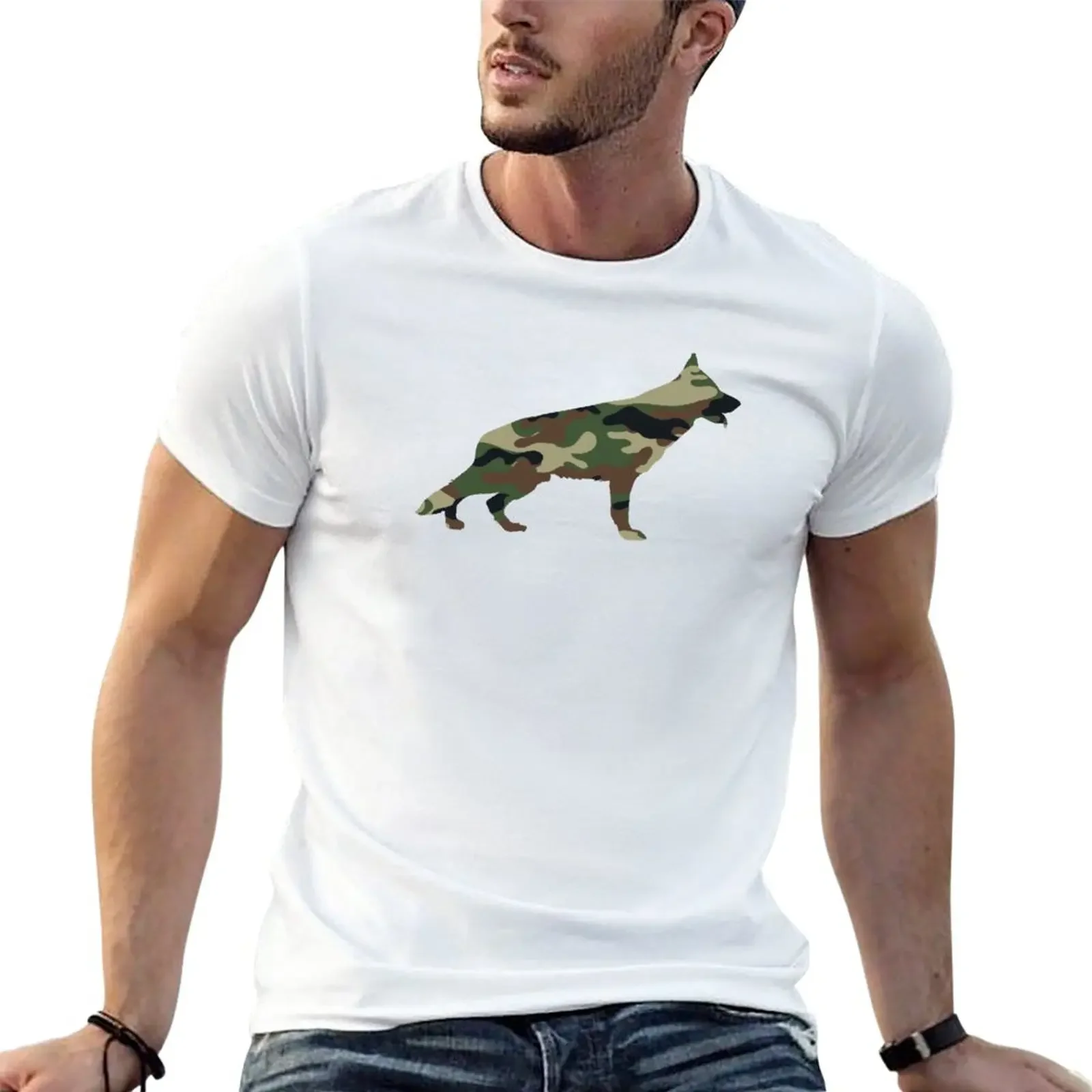 

german shepherd camo T-Shirt animal prinfor boys anime mens graphic t-shirts pack