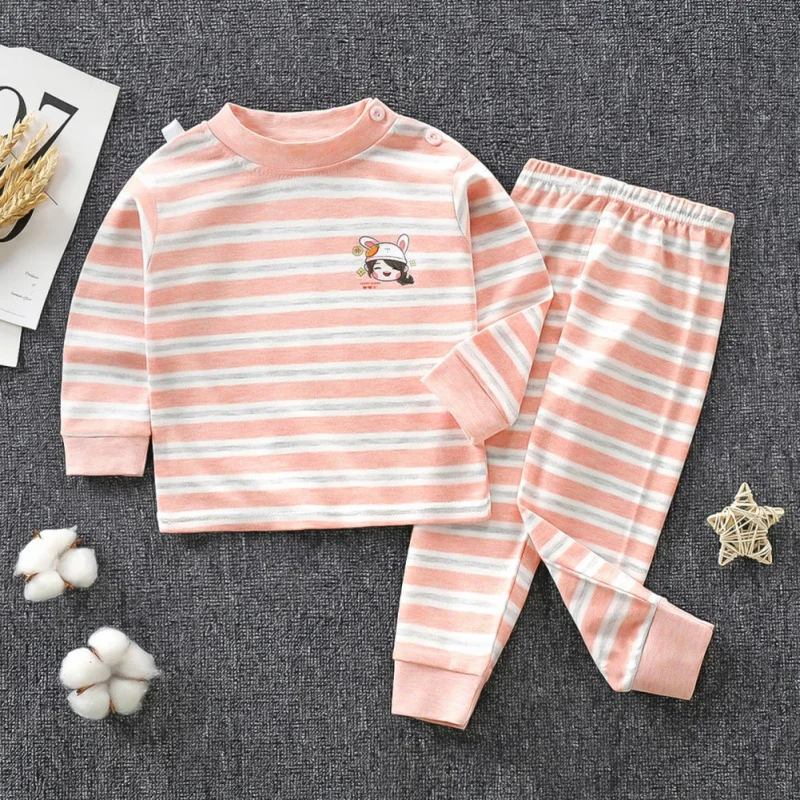 Spring Autumn Children Pajamas Set Kids Stripe Girl Boys Underwear Clothing Long Sleeve Children Sleepwear Pajamas Kids Clothing