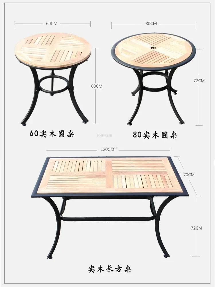 Description Picture 5 of itemModern Simple Solid Wood Garden Furniture Sets Wrought Iron Patio Furniture Leisure Table and Chair Balcony Outdoor Furniture