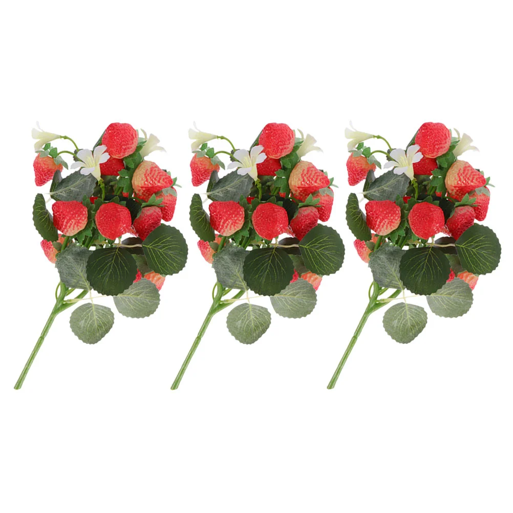 

Plastic Simulated Strawberry Artificial Flowers Festival Decor Branches Strawberry Stem Fruit Bouquet Home Decor Bouquet