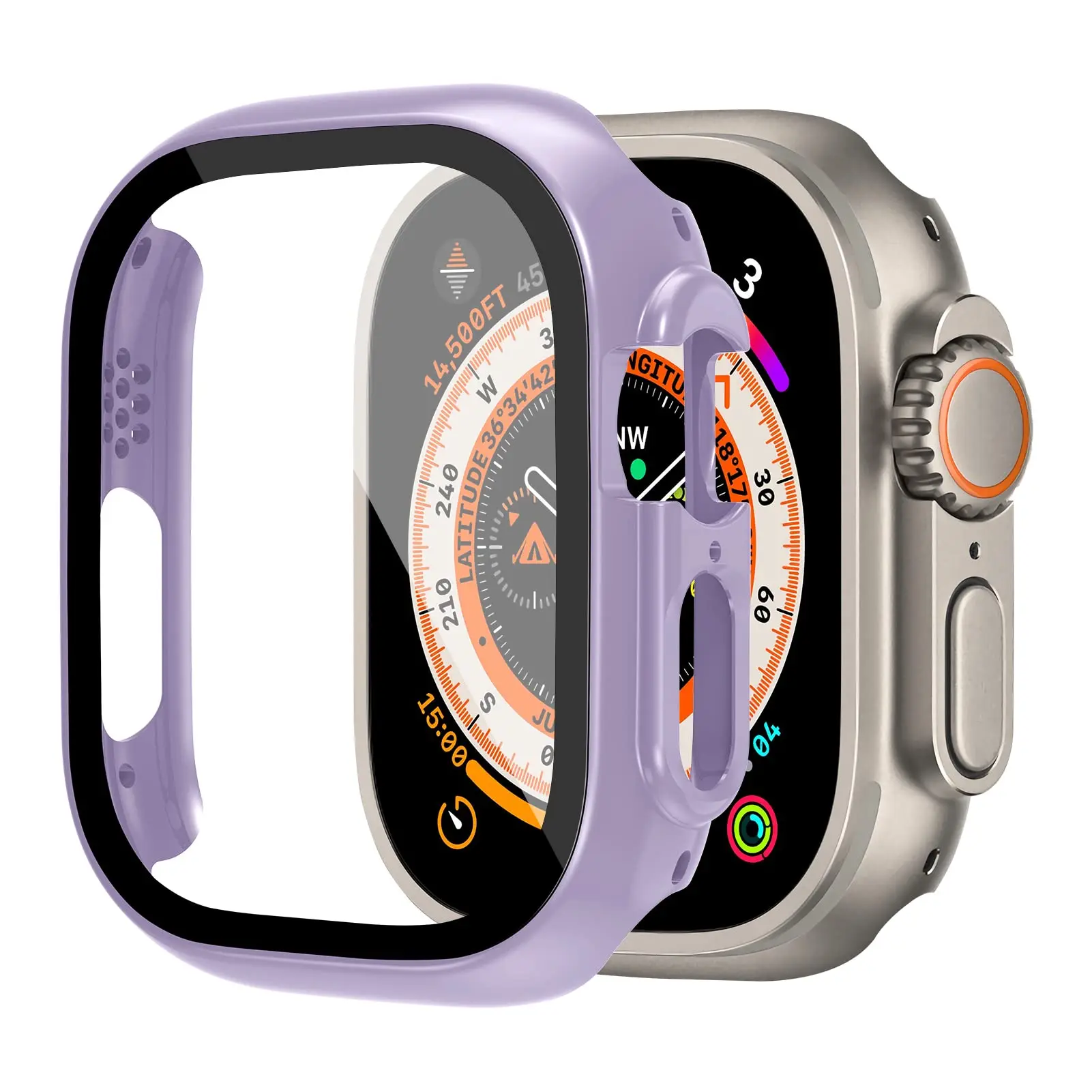Durable Shockproof Apple Watch Ultra Case with Tempered Glass Protector