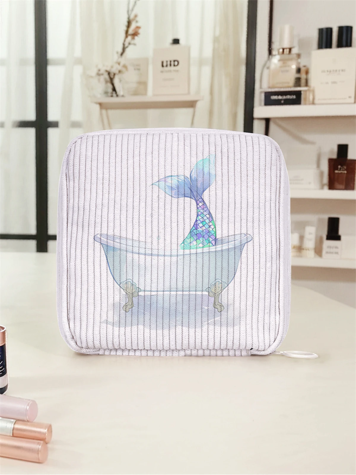 Mermaid pattern printed sanitary napkin storage bag, women's lightweight tissue bag, sanitary tissue bag