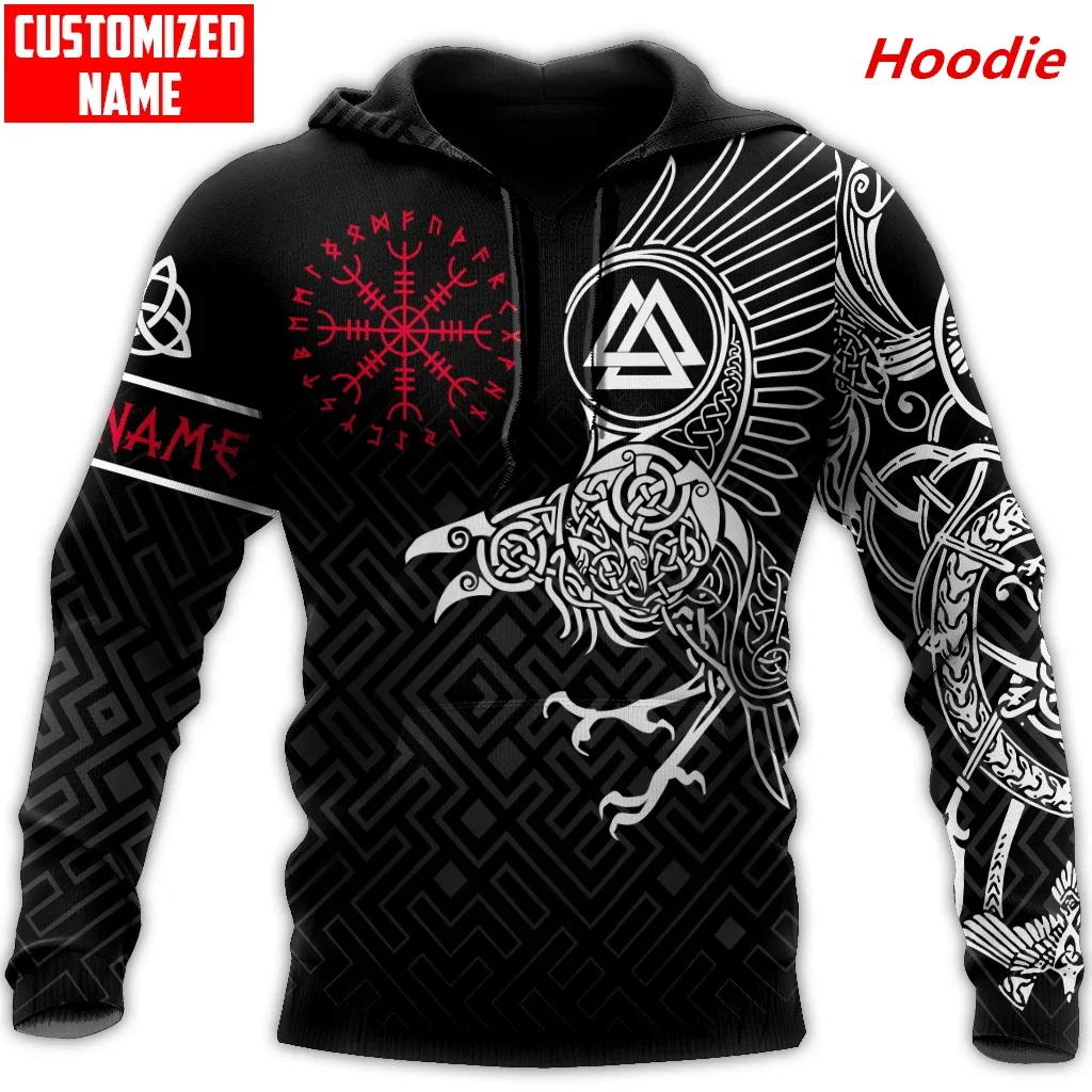 

New Fashion Men Custom Name Raven Tattoo 3D Printed Hoodie Autumn Unisex Zipper Hoodie Street Casual Sweatshirt Pullover A007