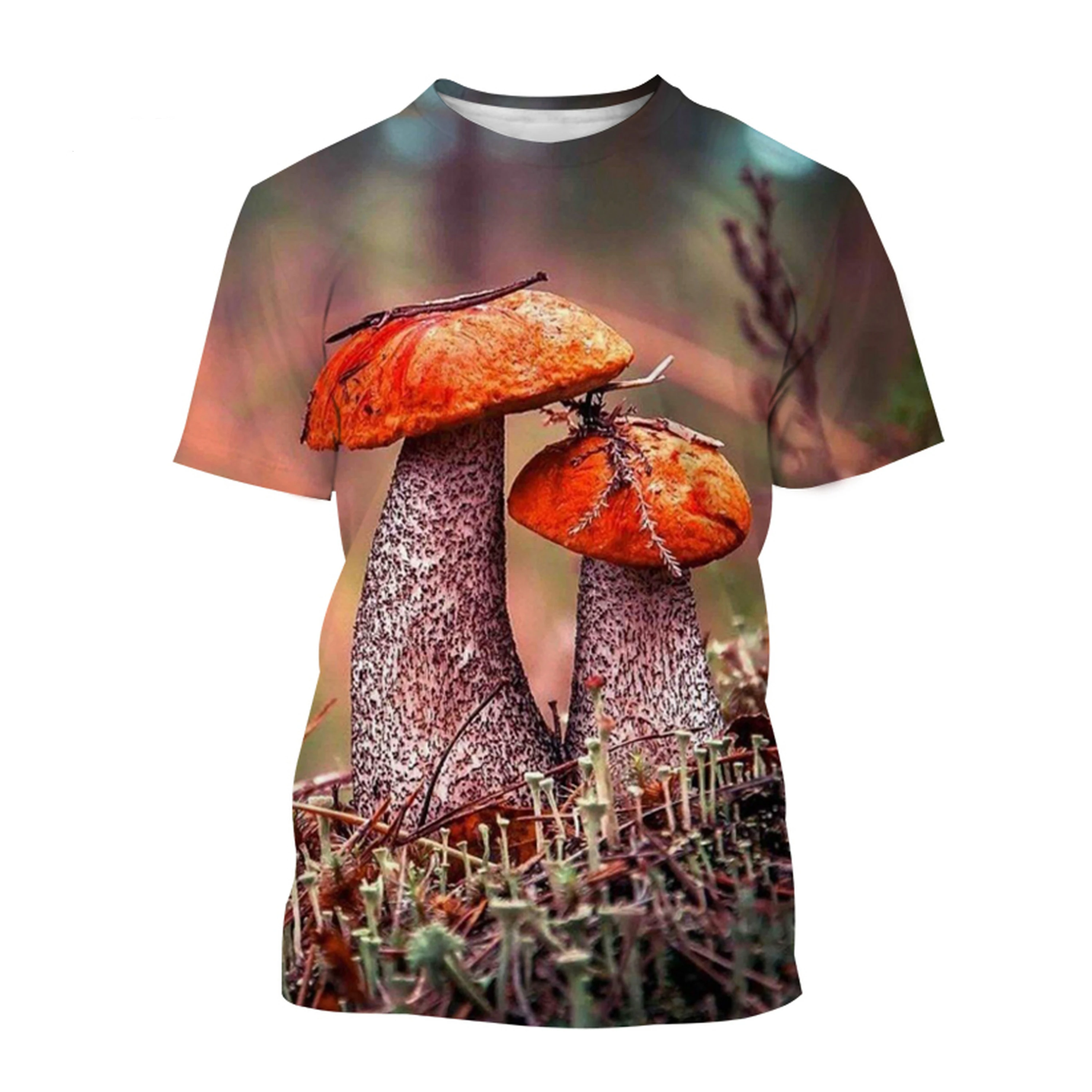 

Новая модная повседневная футболка с коротким рукавом с 3D принтом в виде грибов для мужчин и женщин