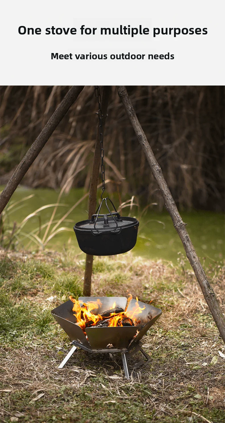 Camping Brazier Klapp Lagerfeuer Herd Tragbare Brennholz Brenner Lagerfeuer Ofen Outdoor Feuer Holz Herd Winter Heizung Ausrüstung – Detail 2