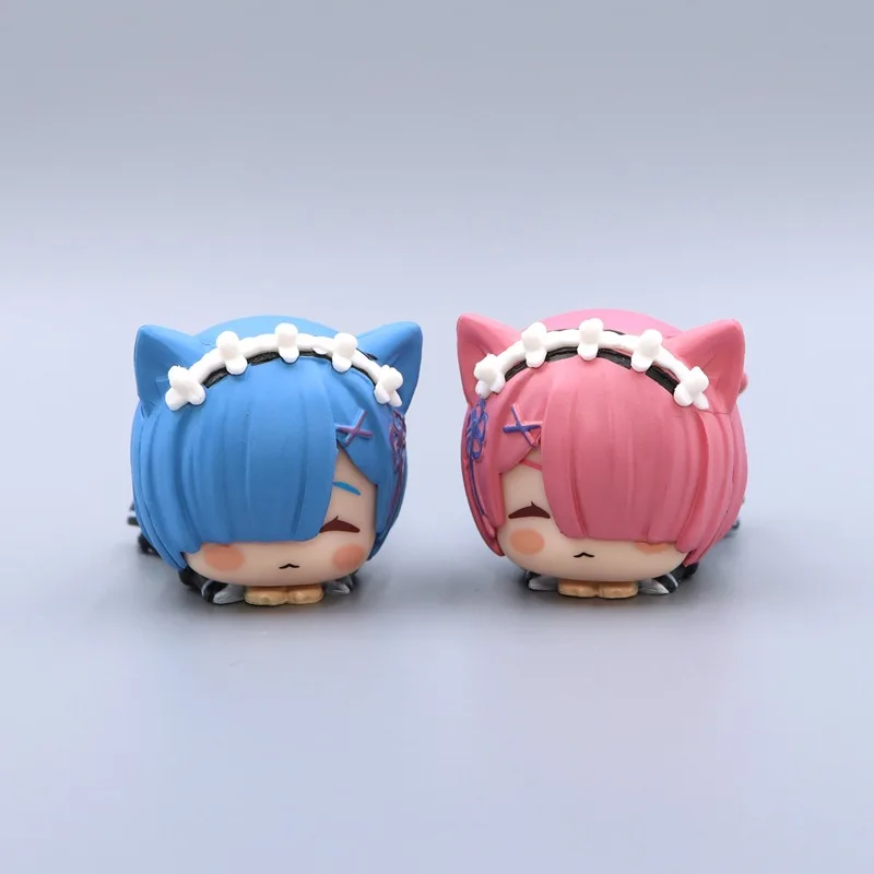 Re 제로 렘 피규어 애니메이션 귀여운 램 에밀리아 액션 피규어, 고양이 에키드나 렘 귀여운 피규어, Re 0 데스크탑 장식, PVC 장식 선물