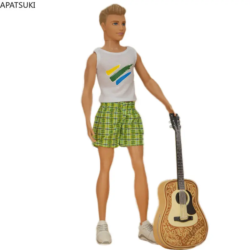 Moda 1/6 Vestiti Per Bambole Per Ken Boy Doll Outfit Gilet Bianco Canotta Pantaloncini Verdi Per Barbie Boyfriend Ken Accessori
