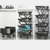 Movable Kitchen Fruit Basket Stackable Crevice Vegetable Storage Cart Floor-Mounted Multi-Layer Shelf Folding Rack Trolley Cart 6
