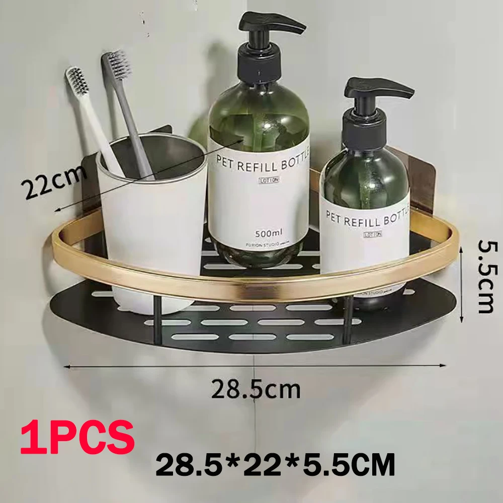 Bathroom Shelf Kitchen Storage Organizer Aluminum Alloy Shampoo Rack Shower Shelf Bathroom Accessories No Drill