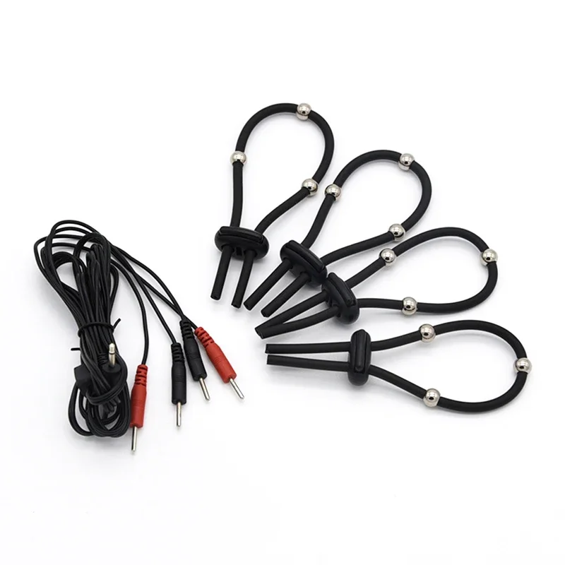 Electric Shock Silicone Cock Ring Penis Extender Masturbator for Men electro sex toys electric sex toys