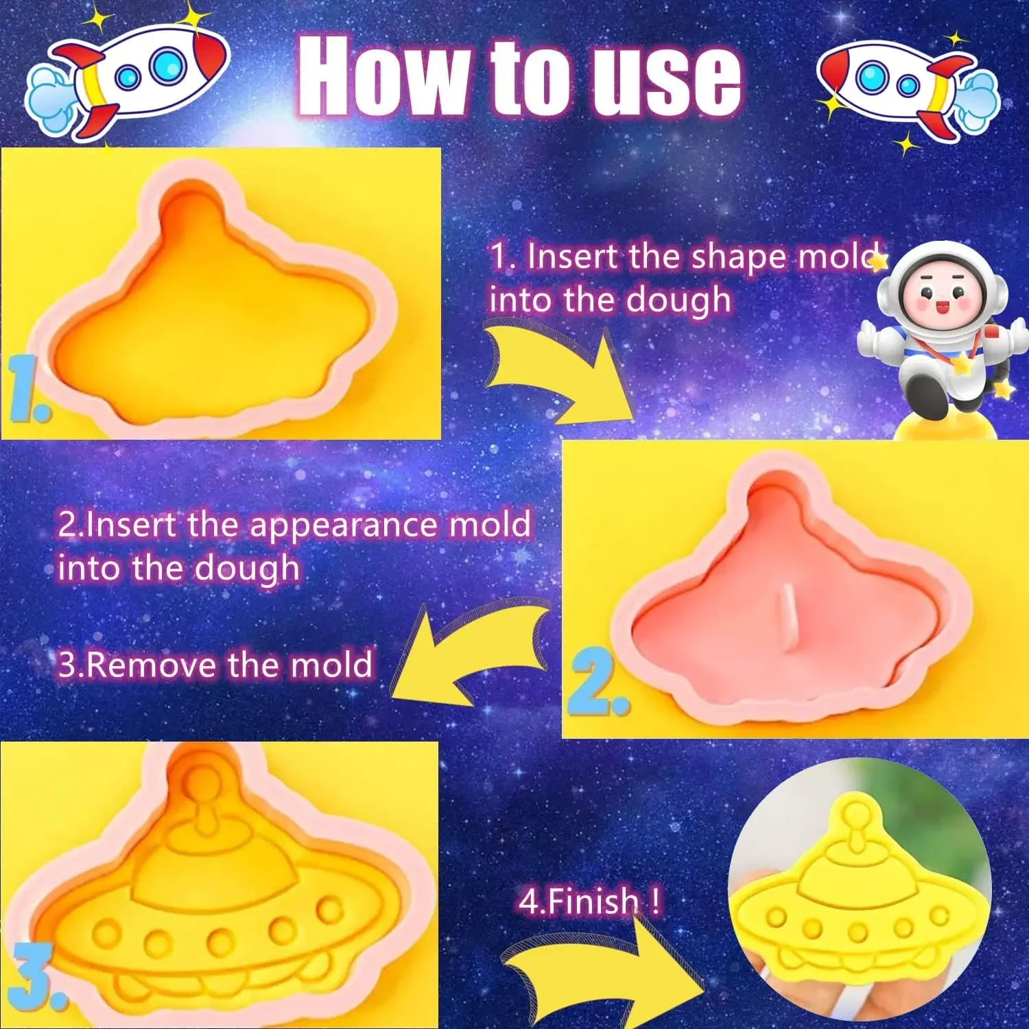 Yeahbo Playdough Sets Toys for Kids 2 3 4 5 Years, Play Dough Tools Plasticine for Children, Playdough Accessories 8 Space Mold 3