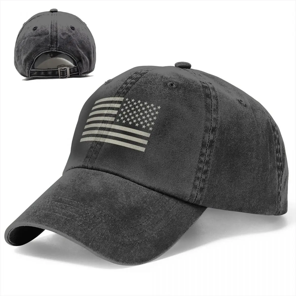 

US Army Flag Denim Baseball Cap Flag Print Couple Print Trucker Hat Summer Fashion Kpop Sun-Proof Snapback Cap