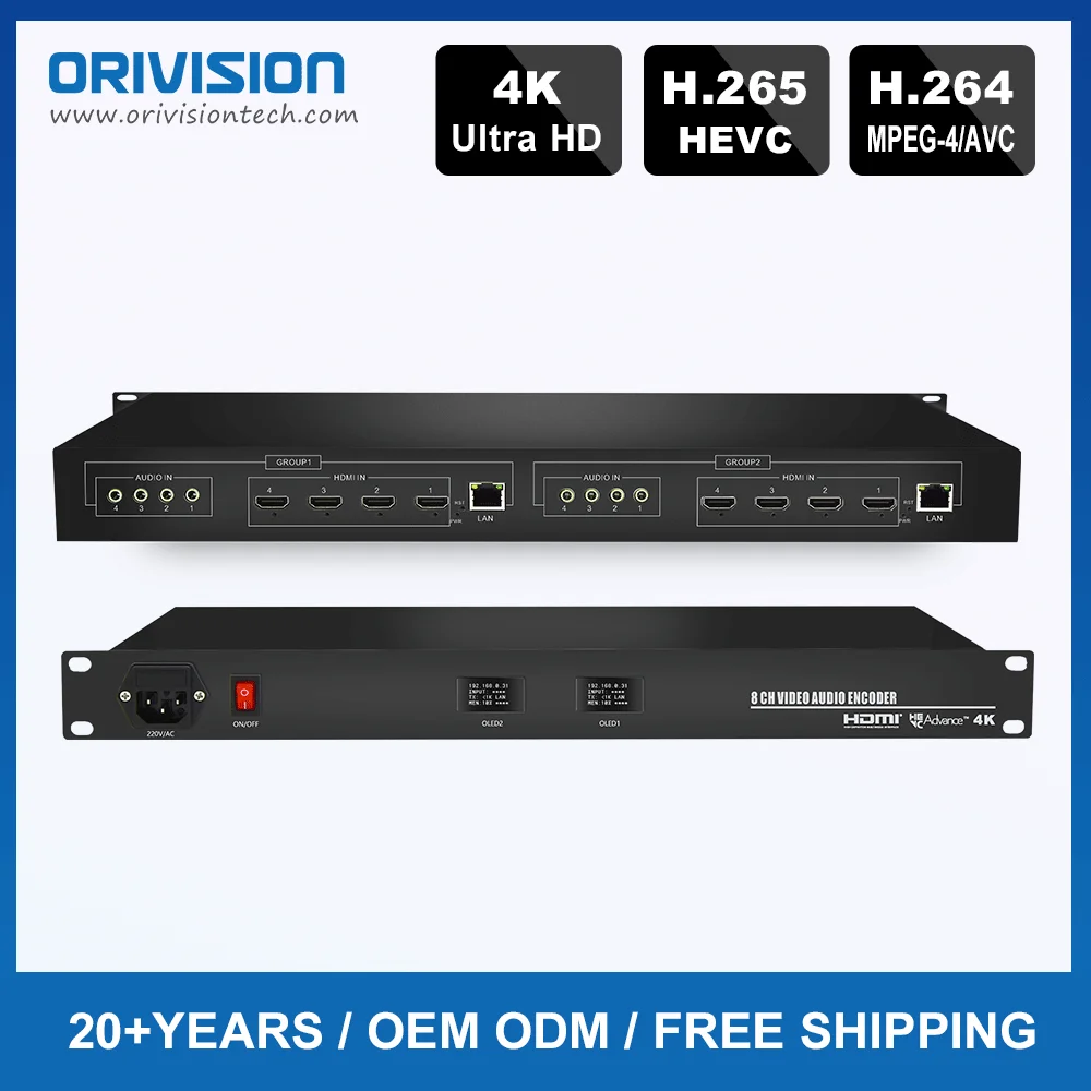 ORIVISION 8 channels HDMI IP Video Streaming Encoder H.264/H