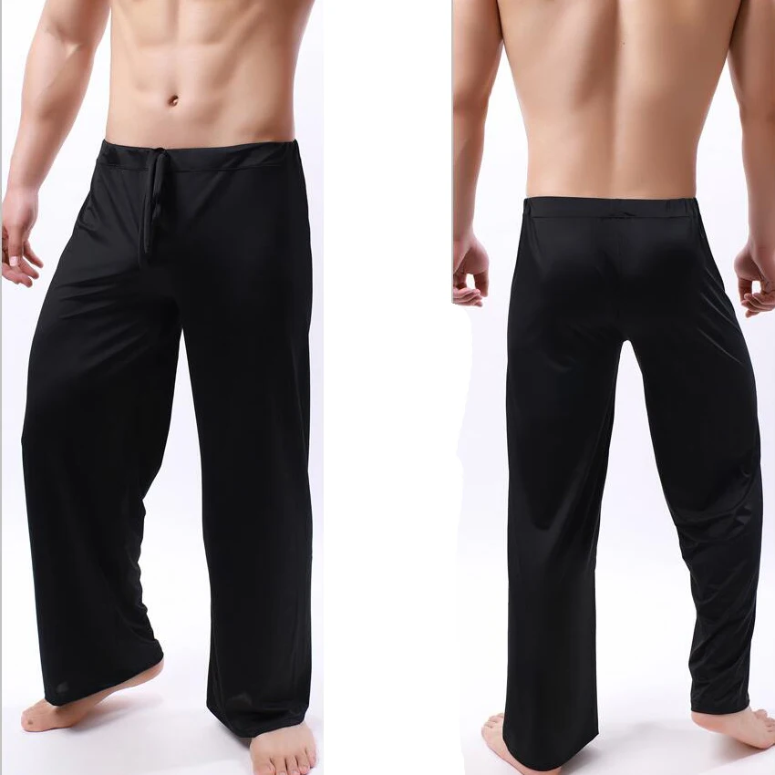 Pajama Pants Men Ice Silk Soft Sleeping Bottoms Nightwear Sleepwear Trousers Casual Loose Breathable Underwear