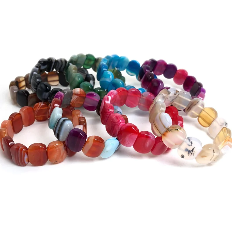 Elegant 14x18mm Square Striped Agate Bowl Bracelet - Twice Luxury Jewelry