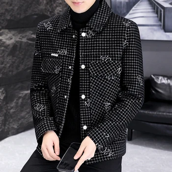 Giacche invernali in misto lana corta Trench da uomo Casual di marca addensato caldo cappotto Streetwear sociale 1