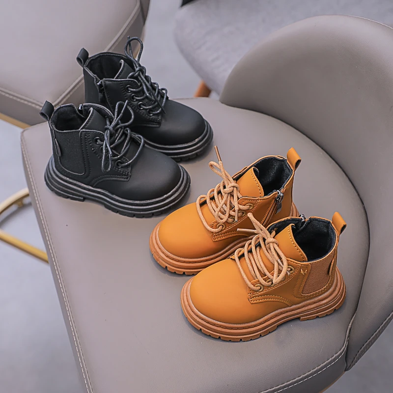 

Детские теплые ботинки челси, детские кожаные Нескользящие ботильоны, ботинки на квадратном каблуке для маленьких мальчиков и девочек, Осень-зима