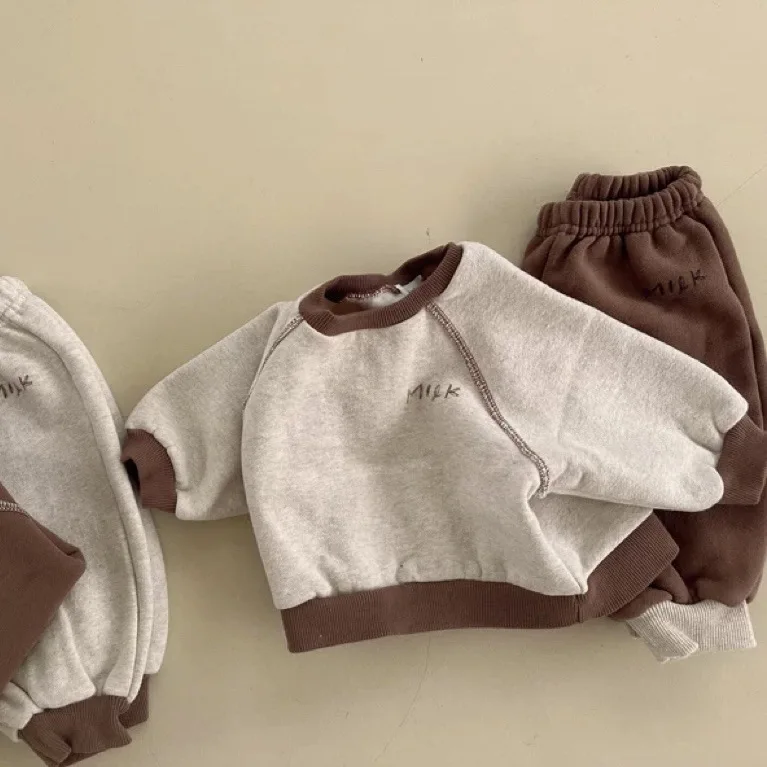 Autumn Winter Boy Girl Baby Fleece Thicken Long Sleeve Sweatshirt Children Plus Velvet Warm Tops Kid Retro Cotton Pullover Shirt