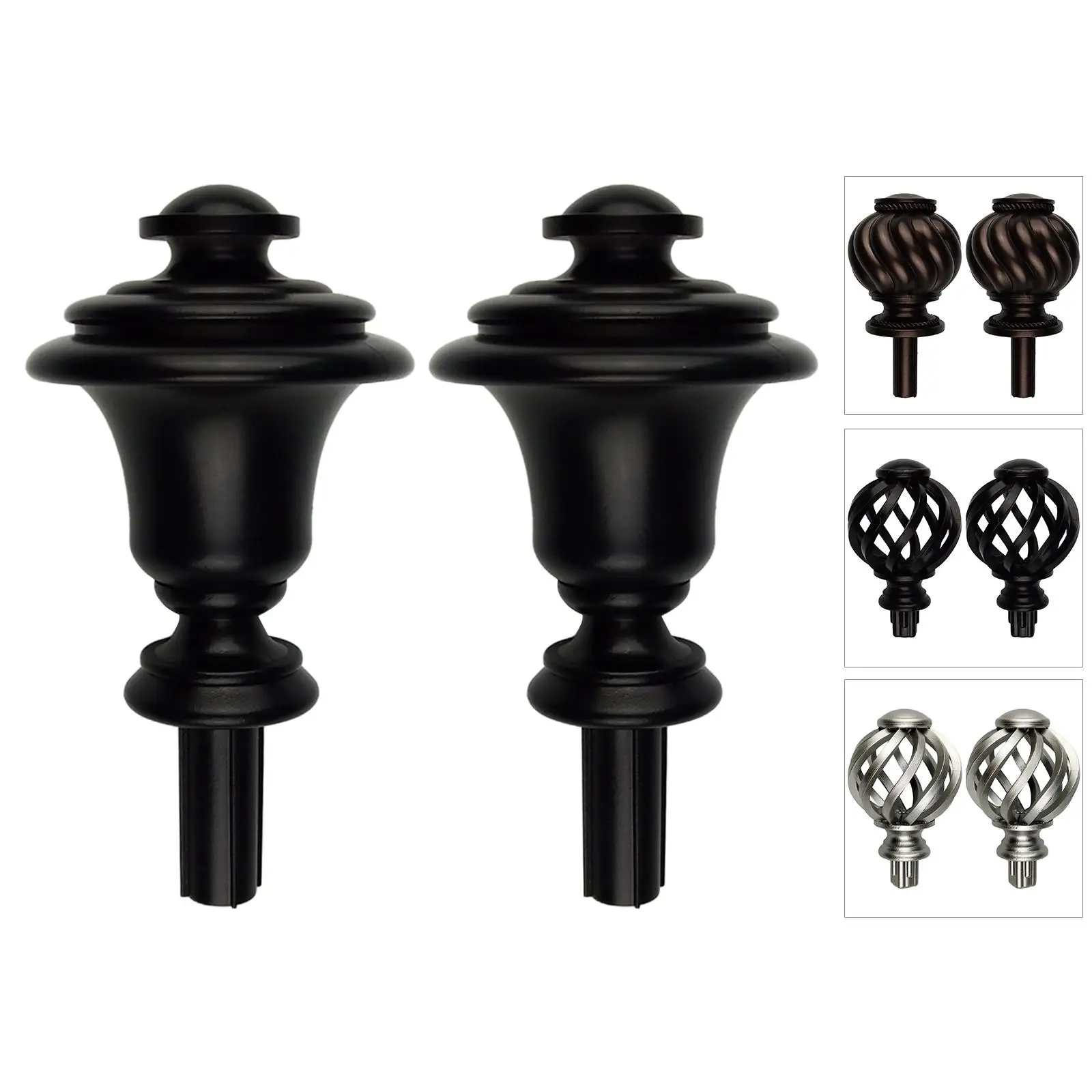 Set of 2pcs Window Curtain Rod Ends Finials 3/4 inch Diameter For Living Room Bedroom Home Window Curtain Rod End Replacement