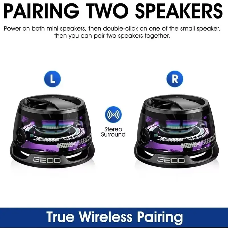 Bluetooth Speaker Portable G200 RGB Lighting Magnetic BT5.0 Mini Sound Box 7 Hours Playback Phone Holder