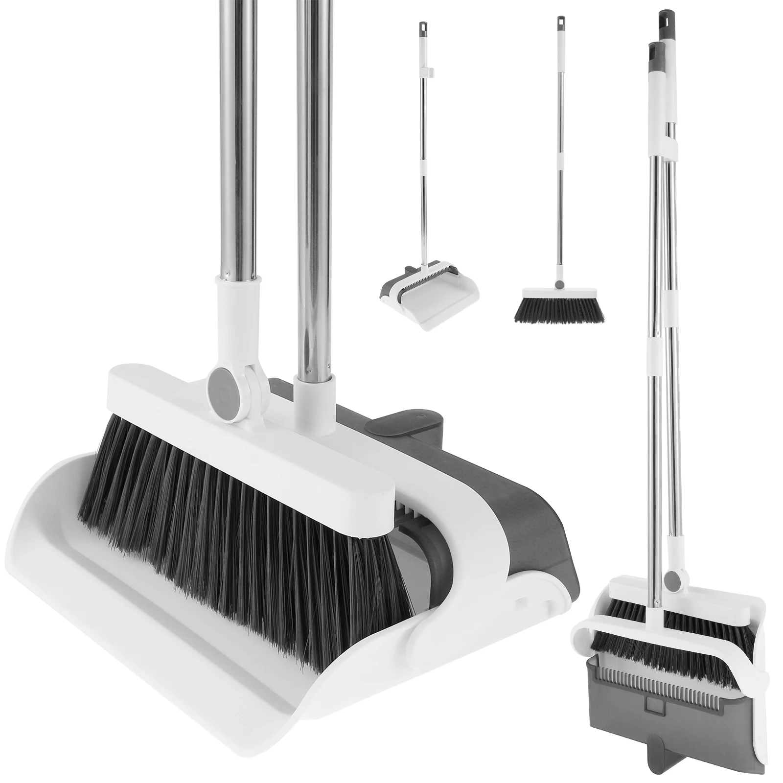 Foldable Dustpan Broom Set with PET Bristles for Kitchen Floor Cleaning