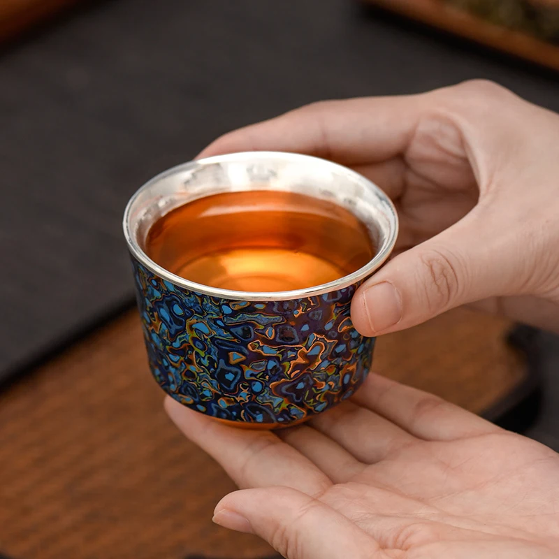 

Большая Серебристая фотография, чистое серебро 999 пробы, Нематериальное наследие, китайская чайная чашка, домашняя Большая вместительная хозяйственная чашка