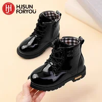 2024 New Winter Children Shoes PU Leather Waterproof Plush Boots Kids Snow Boots Brand Girls Boys Casual Boots Fashion Sneakers 1