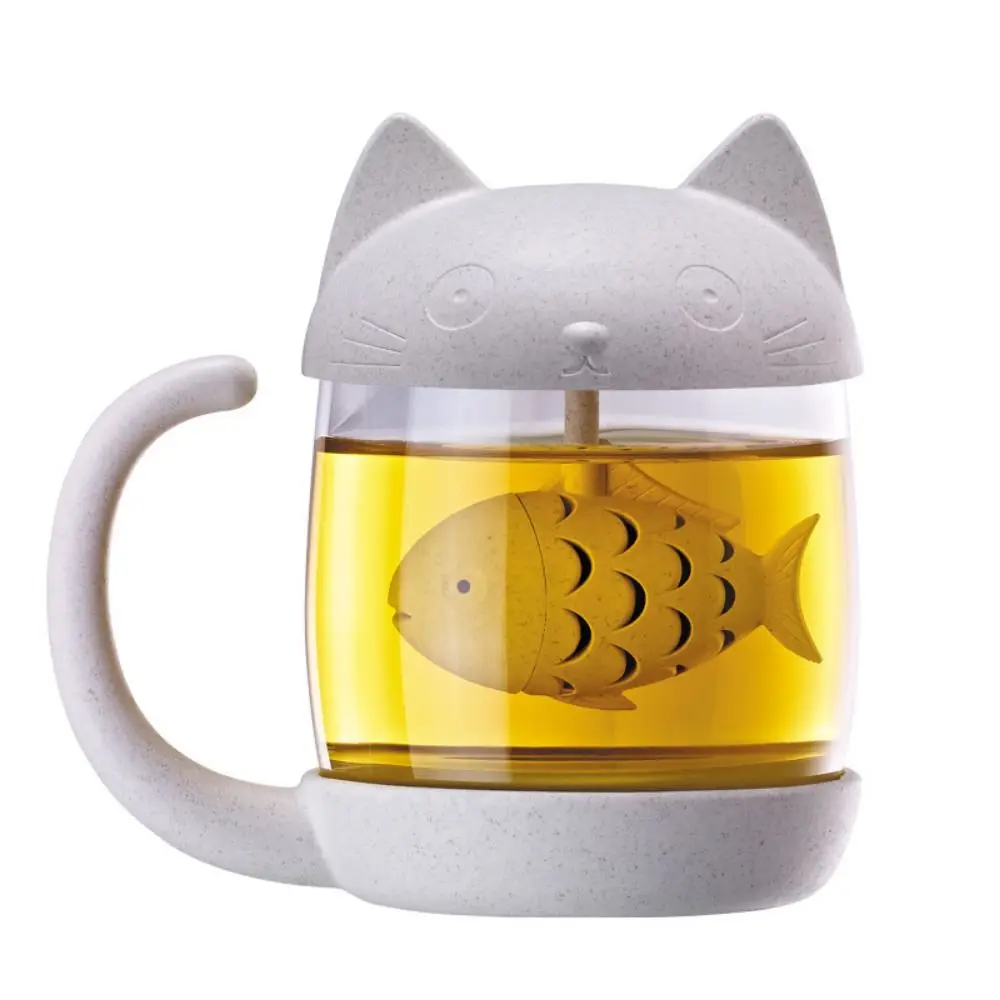 

Creative Glass Drinkware Cup Lovely Cute Cat 250ML Tea Mug High Quality With Tea Filter Infuser Water Bottle Lovers