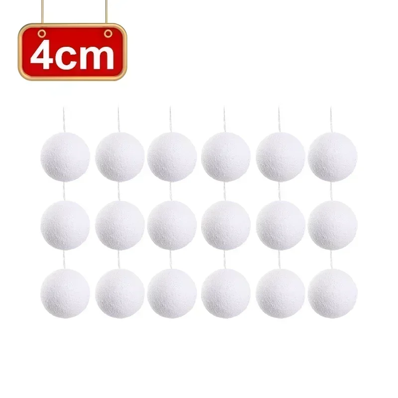 thumbnail image 1 of Bolas de espuma blanca para Navidad, bolas de nieve para árbol de Navidad, colgantes reutilizables, manualidades para hacer tú mismo, suministros para decoración del hogar, fiestas de Año Nuevo y boda, 1 of 5